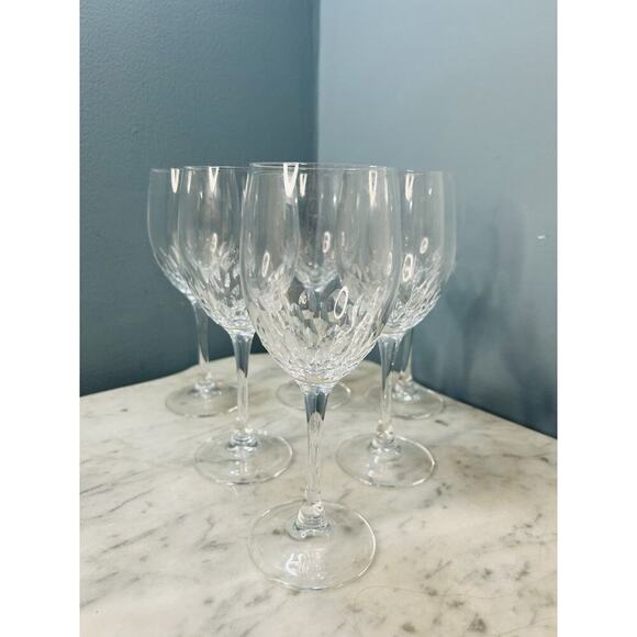 6 Cristal D’Arques-Durand Capella Crystal 8” Wine Glasses Water Goblets Vintage - Picture 1 of 13